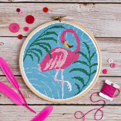 Hawthorn Handmade Flamingo Cross Stitch Kit - 17.8cm